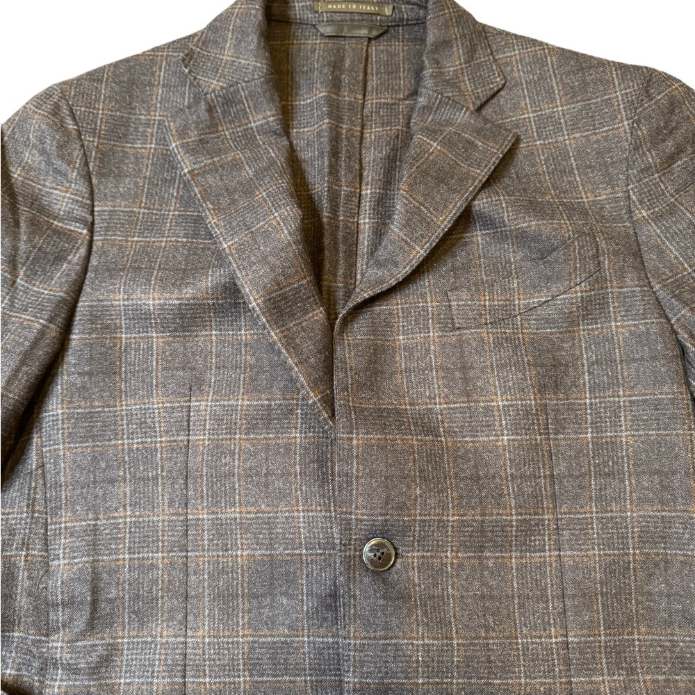 LBM 1911 Luigi Bianchi Mantova Blue Plaid Patch Pockets Men’s Sport Coat 38R - Picture 4 of 8